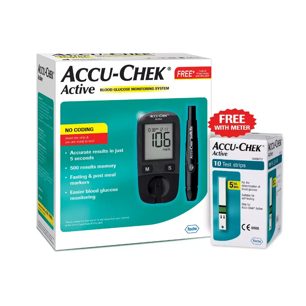 Blood Glucose Monitor - Accucheck Active with 10 free strips
