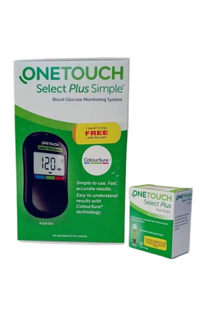 Blood Glucose Monitor - Onetouch Select Simple Plus with 10 strips free